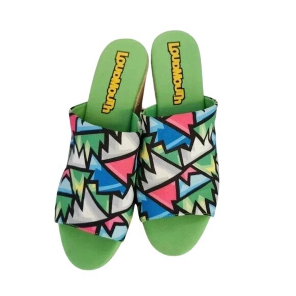 Loudmouth Sandals Open Toe Wedge Tropical Size 11 M Fabric New - Picture 1 of 9